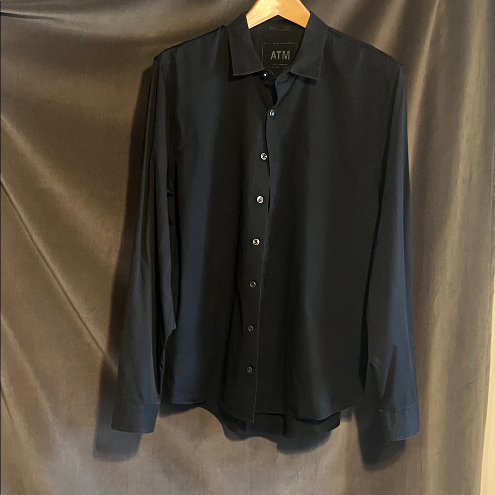 ATM Anthony Thomas Melillo Dark Black Men's Button Down Shirt